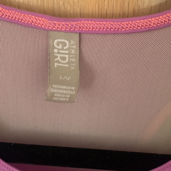 Athleta girl top size 12 (L)with a gray mesh piece underneath - Picture 2 of 3